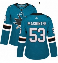 Womens Adidas San Jose Sharks 53 Brandon Mashinter Premier Teal Green Home NHL Jersey Womens Adidas San Jose Sharks 53 Brandon Mashinter Premier Teal Green Home NHL Jersey