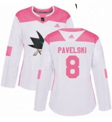 Womens Adidas San Jose Sharks 8 Joe Pavelski Authentic WhitePink Fashion NHL Jersey Womens Adidas San Jose Sharks 8 Joe Pavelski Authentic WhitePink Fashion NHL Jersey