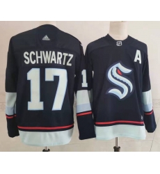 Men Seattle Kraken 17 Jaden Schwartz Navy Blue Adidas Stitched NHL Jersey Men Seattle Kraken 17 Jaden Schwartz Navy Blue Adidas Stitched NHL Jersey