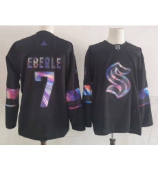 Men Seattle Kraken 7 Jordan Eberle Black Iridescent Holographic Authentic Jersey Men Seattle Kraken 7 Jordan Eberle Black Iridescent Holographic Authentic Jersey