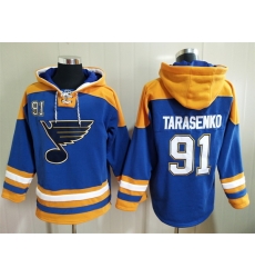 Men's St. Louis Blues #91 Vladimir Tarasenko Blue Ageless Must-Have Lace-Up Pullover Hoodie Men's St. Louis Blues #91 Vladimir Tarasenko Blue Ageless Must-Have Lace-Up Pullover Hoodie