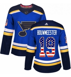 Womens Adidas St Louis Blues 19 Jay Bouwmeester Authentic Blue USA Flag Fashion NHL Jersey Womens Adidas St Louis Blues 19 Jay Bouwmeester Authentic Blue USA Flag Fashion NHL Jersey