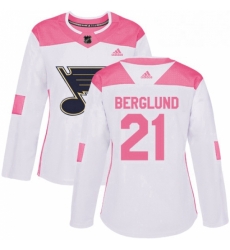 Womens Adidas St Louis Blues 21 Patrik Berglund Authentic WhitePink Fashion NHL Jersey Womens Adidas St Louis Blues 21 Patrik Berglund Authentic WhitePink Fashion NHL Jersey