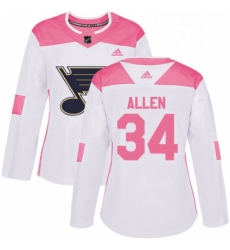 Womens Adidas St Louis Blues 34 Jake Allen Authentic WhitePink Fashion NHL Jersey Womens Adidas St Louis Blues 34 Jake Allen Authentic WhitePink Fashion NHL Jersey