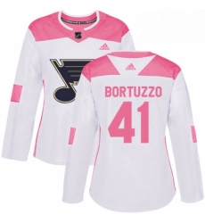 Womens Adidas St Louis Blues 41 Robert Bortuzzo Authentic WhitePink Fashion NHL Jersey Womens Adidas St Louis Blues 41 Robert Bortuzzo Authentic WhitePink Fashion NHL Jersey