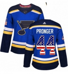 Womens Adidas St Louis Blues 44 Chris Pronger Authentic Blue USA Flag Fashion NHL Jersey Womens Adidas St Louis Blues 44 Chris Pronger Authentic Blue USA Flag Fashion NHL Jersey