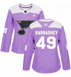 Womens Adidas St Louis Blues 49 Ivan Barbashev Authentic Purple Fights Cancer Practice NHL Jersey Womens Adidas St Louis Blues 49 Ivan Barbashev Authentic Purple Fights Cancer Practice NHL Jersey