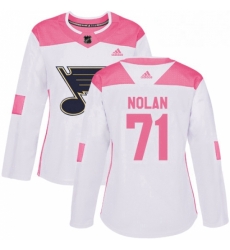 Womens Adidas St Louis Blues 71 Jordan Nolan Authentic White Pink Fashion NHL Jersey Womens Adidas St Louis Blues 71 Jordan Nolan Authentic White Pink Fashion NHL Jersey