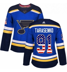 Womens Adidas St Louis Blues 91 Vladimir Tarasenko Authentic Blue USA Flag Fashion NHL Jersey Womens Adidas St Louis Blues 91 Vladimir Tarasenko Authentic Blue USA Flag Fashion NHL Jersey