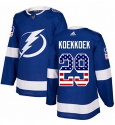 Mens Adidas Tampa Bay Lightning 29 Slater Koekkoek Authentic Blue USA Flag Fashion NHL Jersey Mens Adidas Tampa Bay Lightning 29 Slater Koekkoek Authentic Blue USA Flag Fashion NHL Jersey