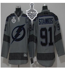 Tampa Bay Lightning #91 Steven Stamkos Charcoal Cross Check Fashion 2015 Stanley Cup Stitched NHL Jersey Tampa Bay Lightning #91 Steven Stamkos Charcoal Cross Check Fashion 2015 Stanley Cup Stitched NHL Jersey