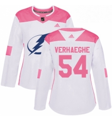 Womens Adidas Tampa Bay Lightning 54 Carter Verhaeghe Authentic WhitePink Fashion NHL Jersey Womens Adidas Tampa Bay Lightning 54 Carter Verhaeghe Authentic WhitePink Fashion NHL Jersey