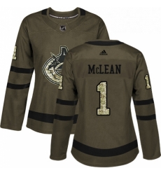 Womens Adidas Vancouver Canucks 1 Kirk Mclean Authentic Green Salute to Service NHL Jersey Womens Adidas Vancouver Canucks 1 Kirk Mclean Authentic Green Salute to Service NHL Jersey