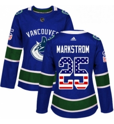 Womens Adidas Vancouver Canucks 25 Jacob Markstrom Authentic Blue USA Flag Fashion NHL Jersey Womens Adidas Vancouver Canucks 25 Jacob Markstrom Authentic Blue USA Flag Fashion NHL Jersey