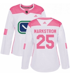 Womens Adidas Vancouver Canucks 25 Jacob Markstrom Authentic WhitePink Fashion NHL Jersey Womens Adidas Vancouver Canucks 25 Jacob Markstrom Authentic WhitePink Fashion NHL Jersey
