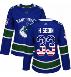 Womens Adidas Vancouver Canucks 33 Henrik Sedin Authentic Blue USA Flag Fashion NHL Jersey Womens Adidas Vancouver Canucks 33 Henrik Sedin Authentic Blue USA Flag Fashion NHL Jersey