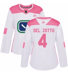 Womens Adidas Vancouver Canucks 4 Michael Del Zotto Authentic WhitePink Fashion NHL Jersey Womens Adidas Vancouver Canucks 4 Michael Del Zotto Authentic WhitePink Fashion NHL Jersey