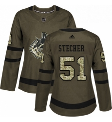 Womens Adidas Vancouver Canucks 51 Troy Stecher Authentic Green Salute to Service NHL Jersey Womens Adidas Vancouver Canucks 51 Troy Stecher Authentic Green Salute to Service NHL Jersey