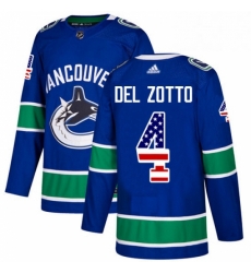 Youth Adidas Vancouver Canucks 4 Michael Del Zotto Authentic Blue USA Flag Fashion NHL Jersey Youth Adidas Vancouver Canucks 4 Michael Del Zotto Authentic Blue USA Flag Fashion NHL Jersey