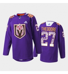Men Vegas Golden Knights 27 Shea Theodore Purple Hispanic Heritage Warmup Stitched Jersey Men Vegas Golden Knights 27 Shea Theodore Purple Hispanic Heritage Warmup Stitched Jersey