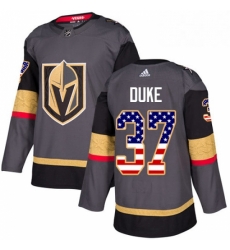 Mens Adidas Vegas Golden Knights 37 Reid Duke Authentic Gray USA Flag Fashion NHL Jersey Mens Adidas Vegas Golden Knights 37 Reid Duke Authentic Gray USA Flag Fashion NHL Jersey