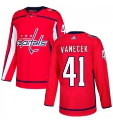 Men Washington Capitals 41 Vitek Vanecek Adidas Authentic Home Jersey Red Men Washington Capitals 41 Vitek Vanecek Adidas Authentic Home Jersey Red