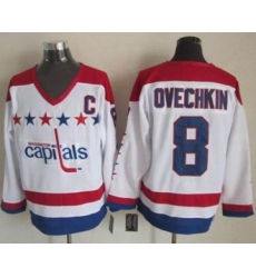 Washington Capitals #8 Alex Ovechkin White CCM Throwback Stitched NHL Jersey Washington Capitals #8 Alex Ovechkin White CCM Throwback Stitched NHL Jersey