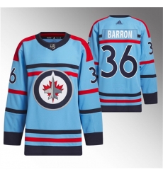 Men Winnipeg Jets 36 Morgan Barron Light Blue Anniversary Primegreen Stitched Jersey Men Winnipeg Jets 36 Morgan Barron Light Blue Anniversary Primegreen Stitched Jersey