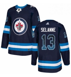 Mens Adidas Winnipeg Jets 13 Teemu Selanne Authentic Navy Blue Drift Fashion NHL Jersey Mens Adidas Winnipeg Jets 13 Teemu Selanne Authentic Navy Blue Drift Fashion NHL Jersey