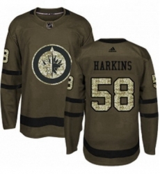 Mens Adidas Winnipeg Jets 58 Jansen Harkins Authentic Green Salute to Service NHL Jersey Mens Adidas Winnipeg Jets 58 Jansen Harkins Authentic Green Salute to Service NHL Jersey