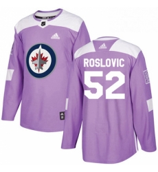 Youth Adidas Winnipeg Jets 52 Jack Roslovic Authentic Purple Fights Cancer Practice NHL Jersey Youth Adidas Winnipeg Jets 52 Jack Roslovic Authentic Purple Fights Cancer Practice NHL Jersey