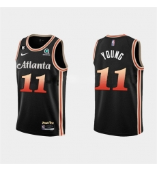 Men Atlanta Hawks 11 Trae Young 2022 23 Black City Edition Stitched Basketball Jersey Men Atlanta Hawks 11 Trae Young 2022 23 Black City Edition Stitched Basketball Jersey