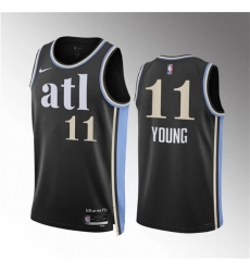 Men Atlanta Hawks 11 Trae Young 2023 24 Black City Edition Stitched Basketball Jersey Men Atlanta Hawks 11 Trae Young 2023 24 Black City Edition Stitched Basketball Jersey