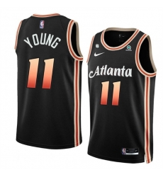Men Atlanta Hawks 11 Trae Young Black 2022 23 City Edition With NO 6 Patch Stitched Jersey Men Atlanta Hawks 11 Trae Young Black 2022 23 City Edition With NO 6 Patch Stitched Jersey