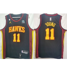 Men Atlanta Hawks 11 Trae Young Black Stitched Jersey Men Atlanta Hawks 11 Trae Young Black Stitched Jersey