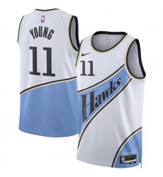 Men Atlanta Hawks 11 Trae Young White 2024 25 City Edition Stitched Jersey Men Atlanta Hawks 11 Trae Young White 2024 25 City Edition Stitched Jersey
