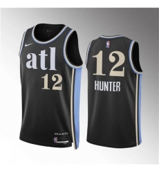 Men Atlanta Hawks 12 De 27Andre Hunter 2023 24 Black City Edition Stitched Basketball Jersey Men Atlanta Hawks 12 De 27Andre Hunter 2023 24 Black City Edition Stitched Basketball Jersey
