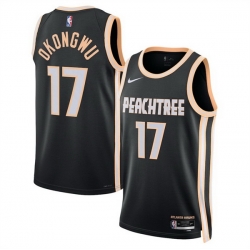 Men Atlanta Hawks 17 Onyeka Okongwu Black 2025 26 City Edition Stitched Jersey