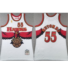 Men Atlanta Hawks 55 Dikembe Mutombo White 1996 97 Throwback Swingman Stitched Jersey Men Atlanta Hawks 55 Dikembe Mutombo White 1996 97 Throwback Swingman Stitched Jersey