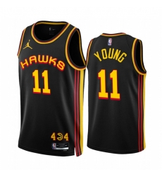 Men's Atlanta Hawks #11 Trae Young 2022-23 Black Statement Edition Stitched Jersey Men's Atlanta Hawks #11 Trae Young 2022-23 Black Statement Edition Stitched Jersey