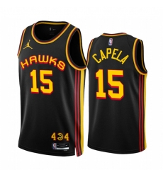 Men's Atlanta Hawks #15 Clint Capela 2022-23 Black Statement Edition Stitched Jersey Men's Atlanta Hawks #15 Clint Capela 2022-23 Black Statement Edition Stitched Jersey