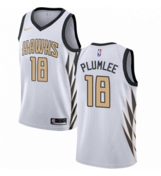 Mens Nike Atlanta Hawks 18 Miles Plumlee Swingman White NBA Jersey City Edition Mens Nike Atlanta Hawks 18 Miles Plumlee Swingman White NBA Jersey City Edition