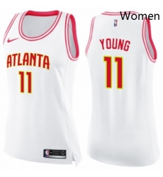 Womens Nike Atlanta Hawks 11 Trae Young Swingman WhitePink Fashion NBA Jersey Womens Nike Atlanta Hawks 11 Trae Young Swingman WhitePink Fashion NBA Jersey