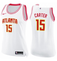 Womens Nike Atlanta Hawks 15 Vince Carter Swingman White Pink Fashion NBA Jersey Womens Nike Atlanta Hawks 15 Vince Carter Swingman White Pink Fashion NBA Jersey