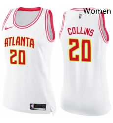 Womens Nike Atlanta Hawks 20 John Collins Swingman WhitePink Fashion NBA Jersey Womens Nike Atlanta Hawks 20 John Collins Swingman WhitePink Fashion NBA Jersey