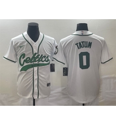 Men Boston Celtics 0 Jayson Tatum White Stitched Baseball Jersey Men Boston Celtics 0 Jayson Tatum White Stitched Baseball Jersey