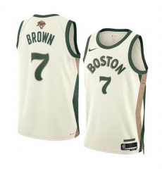 Men Boston Celtics 7 Jaylen Brown Cream 2024 Finals City Edition Stitched Basketball Jersey Men Boston Celtics 7 Jaylen Brown Cream 2024 Finals City Edition Stitched Basketball Jersey