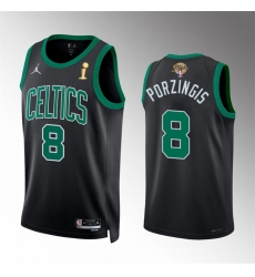 Men Boston Celtics 8 Kristaps Porzingis Black 2024 Finals Champions Statement Edition Stitched Basketball Jersey Men Boston Celtics 8 Kristaps Porzingis Black 2024 Finals Champions Statement Edition Stitched Basketball Jersey