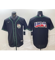 Men Boston Celtics Black With Patch Cool Base Stitched Baseball Jerseys Men Boston Celtics Black With Patch Cool Base Stitched Baseball Jerseys