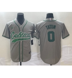 Men's Boston Celtics #0 Jayson Tatum Grey With Patch Stitched Baseball Jersey Men's Boston Celtics #0 Jayson Tatum Grey With Patch Stitched Baseball Jersey